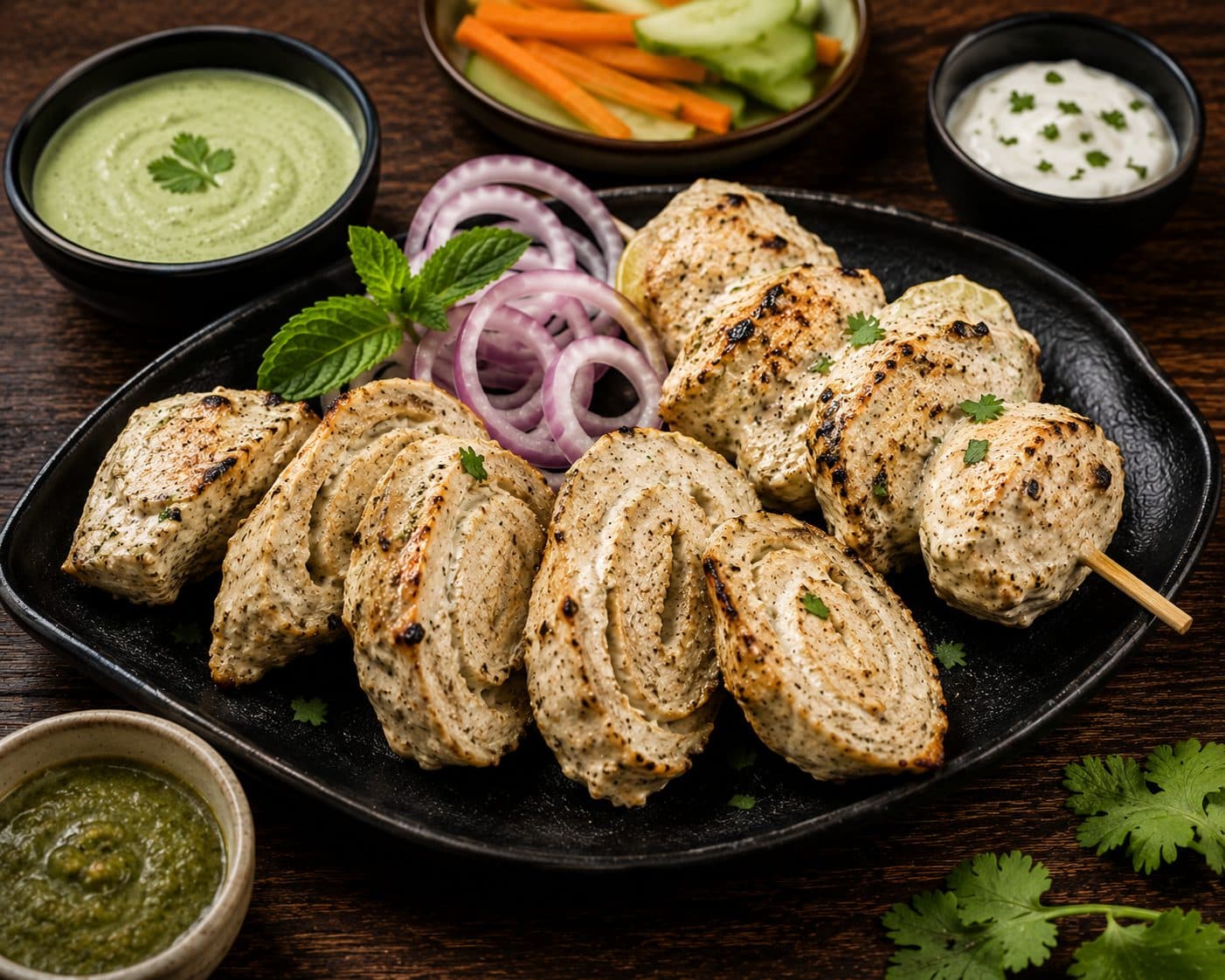 Creamy soya chaap, tandoor roasted